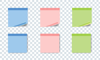 Paper adhesive tape with shadow. Vector office color post stickers