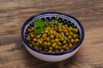 Canned Green peas in the bowl