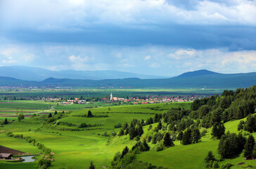 Fototapeta na wymiar landscape with a rural area in Romania