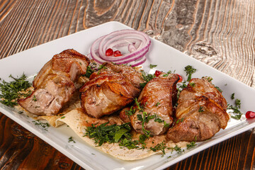 Grilled pork kebab shashlik barbecue
