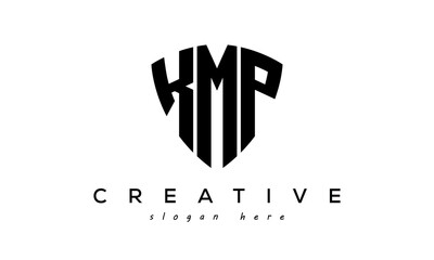 KMP letters creative logo with shield	 - obrazy, fototapety, plakaty