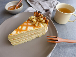 Homemade western pastry / Pretzel Caramel Cake / Ideal for home snack, birthday, party, wedding, father's day, mother's day, festive celebrations and special event or occasion
