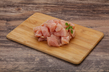 Raw diced chicken for cooking