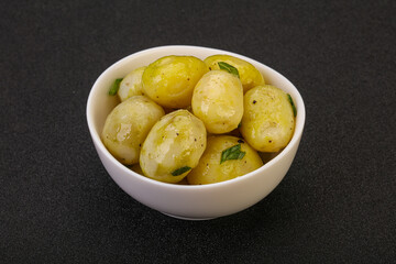 Young boiled potato in the bowl