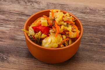 Spicy pickled cabbage with carrot