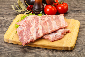 Raw pork ribs for cooking