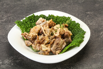 Baled lamb meat in the bowl