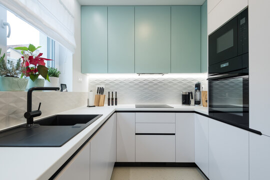 Contemporary kitchen interior of apartment