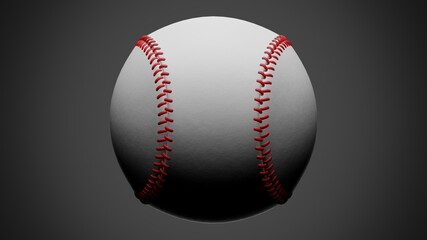 Baseball ball isolated on gray background.
3d illustration for background.
