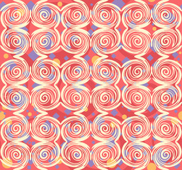 Swatch of seamless abstract pattern with light yellow spirals