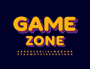 Vector creative sign Game Zone with Isometric Trendy Font. Bright Alphabet Letters and Numbers set