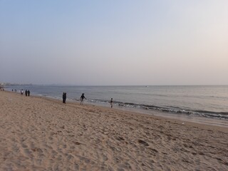 Fototapeta na wymiar Sun set at sea beach