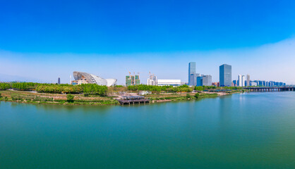 Urban environment of Wuju theater in Jinhua CBD, Zhejiang Province, China