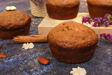 Beautiful homemade banana cupcakes. Homemade desserts.