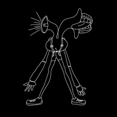 Siren head line art coloring page illustration vector