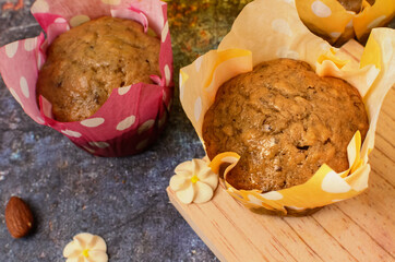 Beautiful homemade banana cupcakes. Homemade desserts.