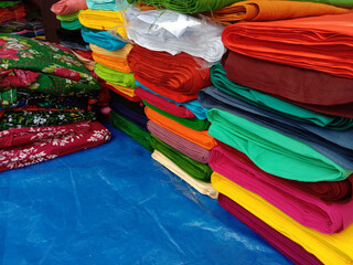 multiple colored cloth stock on shop