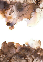 Design wrapping paper, wallpaper. Mixing acrylic paints. Alcohol ink colors translucent. Abstract brown. black and gold marble texture background.