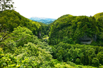 Fototapeta premium 酷道458号線から望む絶景（山形県 寒河江～肘折） 