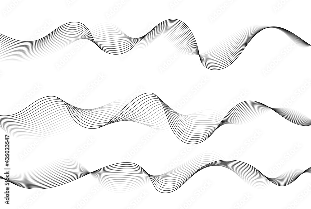 Poster Vector abstract flowing wave lines isolated on white background. Design element for technology, science, modern concept.