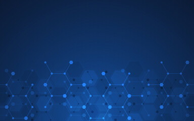 Illustration of the abstract background of molecules. Molecular structures or chemical engineering, genetic research, innovation technology. Scientific, technical, or medical concept