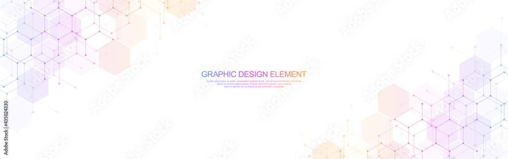 Wall mural Abstract geometric background with hexagons pattern. The design element of hexagonal shape for a banner template or website header