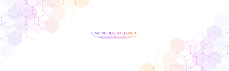 Abstract geometric background with hexagons pattern. The design element of hexagonal shape for a banner template or website header