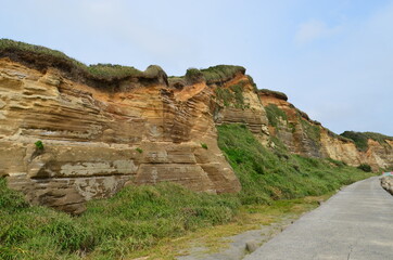 Fototapeta na wymiar The precipitous cliffs of Japan. Dover of the Orient