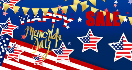 Happy Memorial Day greeting card. Vector illustration