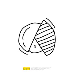 data report and presentation concept doodle linear icon with graphic chart document. Statistics science technology, digital marketing and machine learning related for business strategy illustration