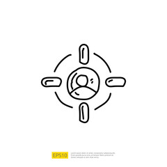 target audience for SEO or marketing concept with doodle hand drawn style