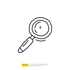 analysis concept doodle linear icon with magnifier. digital marketing related for business strategy illustration