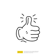 thumb up hand for customer evaluating good rating feedback doodle icon sign symbol. positive review experience concept vector illustration