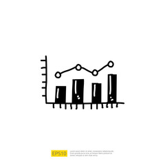 Statistics science technology, digital marketing and machine learning related for business strategy illustration. data report and presentation concept doodle icon with graphic chart document