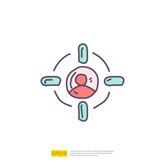 target audience for SEO or marketing concept with doodle hand drawn style