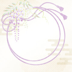 藤の花の友禅風イラスト　コピースペースあり