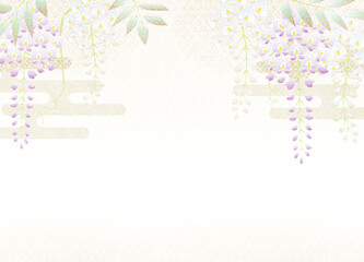 藤の花の友禅風イラスト　コピースペースあり