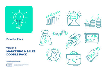 Fototapeta premium Business and marketing doodle icon illustration set with thin outline style vector illustration