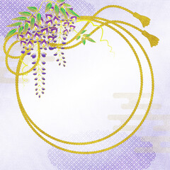 藤の花の友禅風イラスト　コピースペースあり