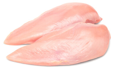 Raw chicken fillet isolated on white background. clipping path