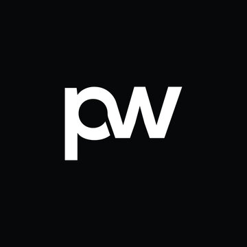 pw letter logo design with black background 