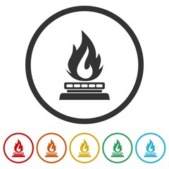 Gas stove ring icon color set