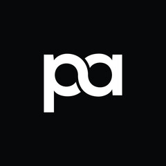 pa letter logo design with black background  - obrazy, fototapety, plakaty
