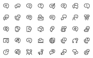 set of communication line icons, speech bubble, talk