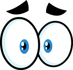 Shocked Cartoon Funny Eyes. Vector Hand Drawn Illustration Isolated On Transparent Background