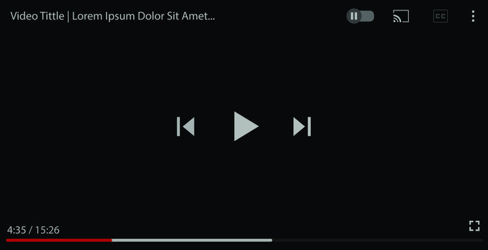Full screen Video player with button play. Vector illustration