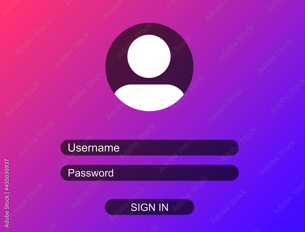 Poster interface. username and password to login. data for authorization. log in to my personal account. ve