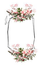 rectangle pink marvelous flower frame with white background high resolution