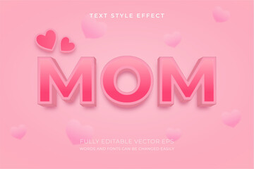 Mom 3D Editable Pink Text Style Effect with lovely background