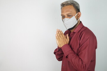 middle age man wearing mask , face mask , corona warriors .